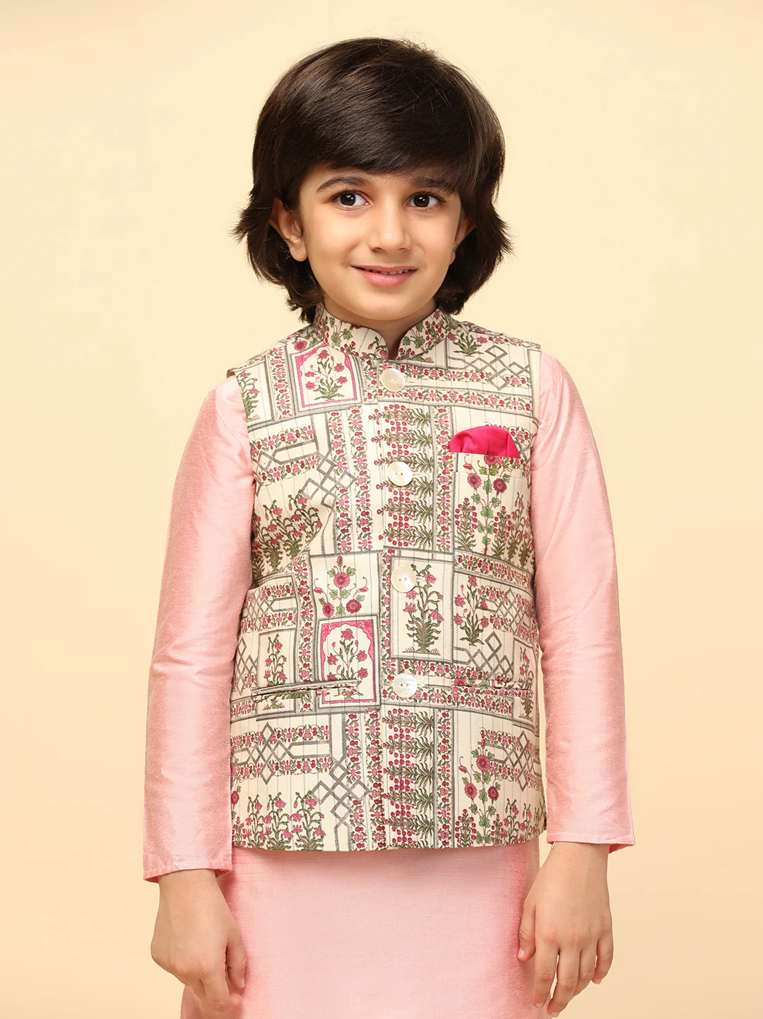 Multi-colour Printed Jacket Kurta Set - Image 7