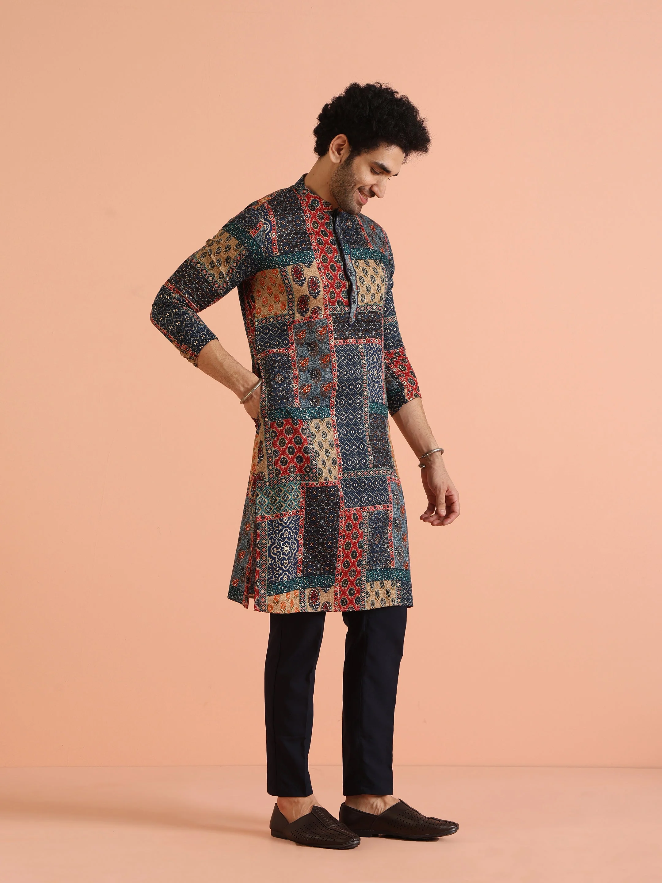 Multi Cotton Printed Kurta Trouser Set - Image 3