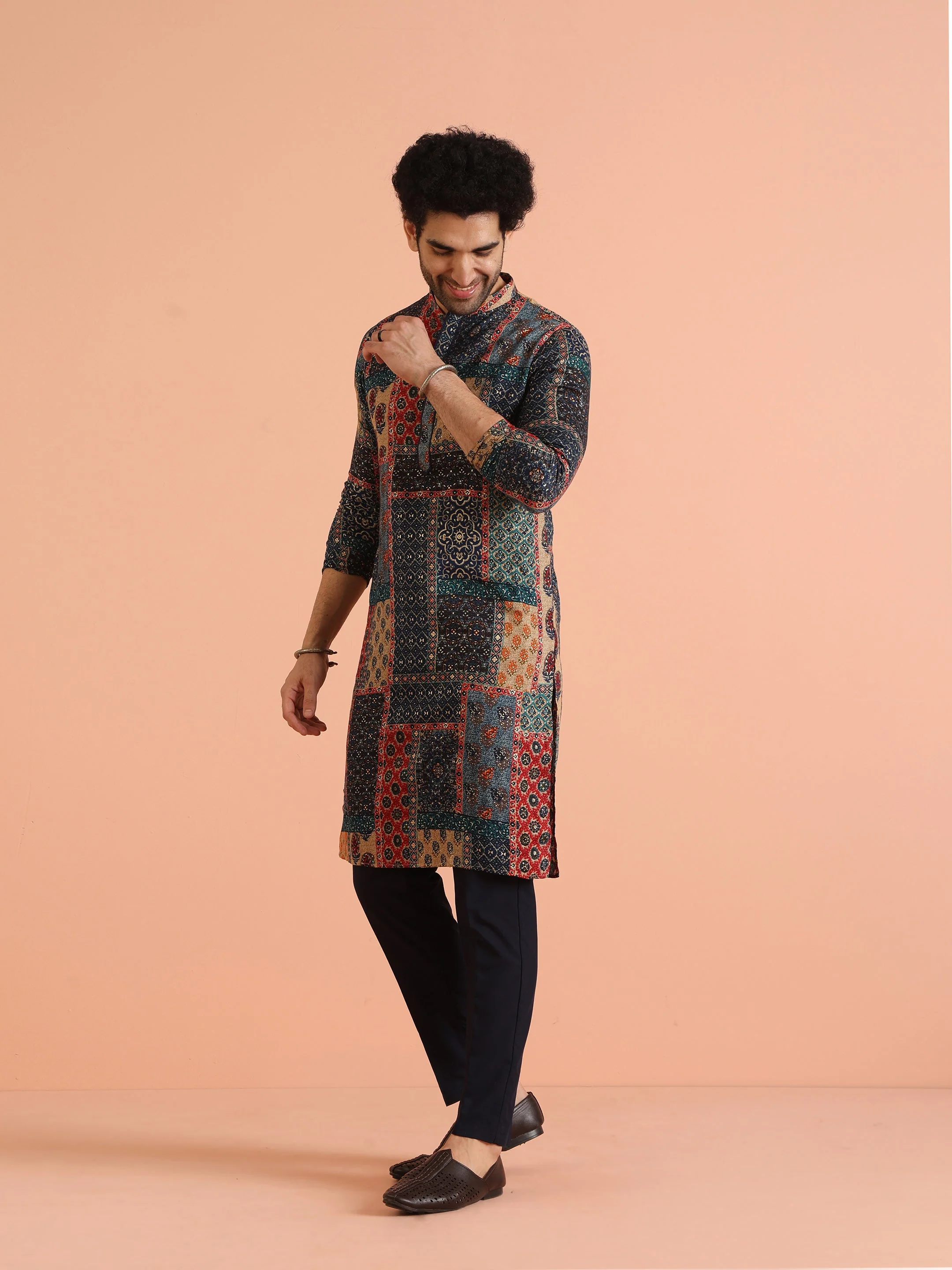 Multi Cotton Printed Kurta Trouser Set - Image 4