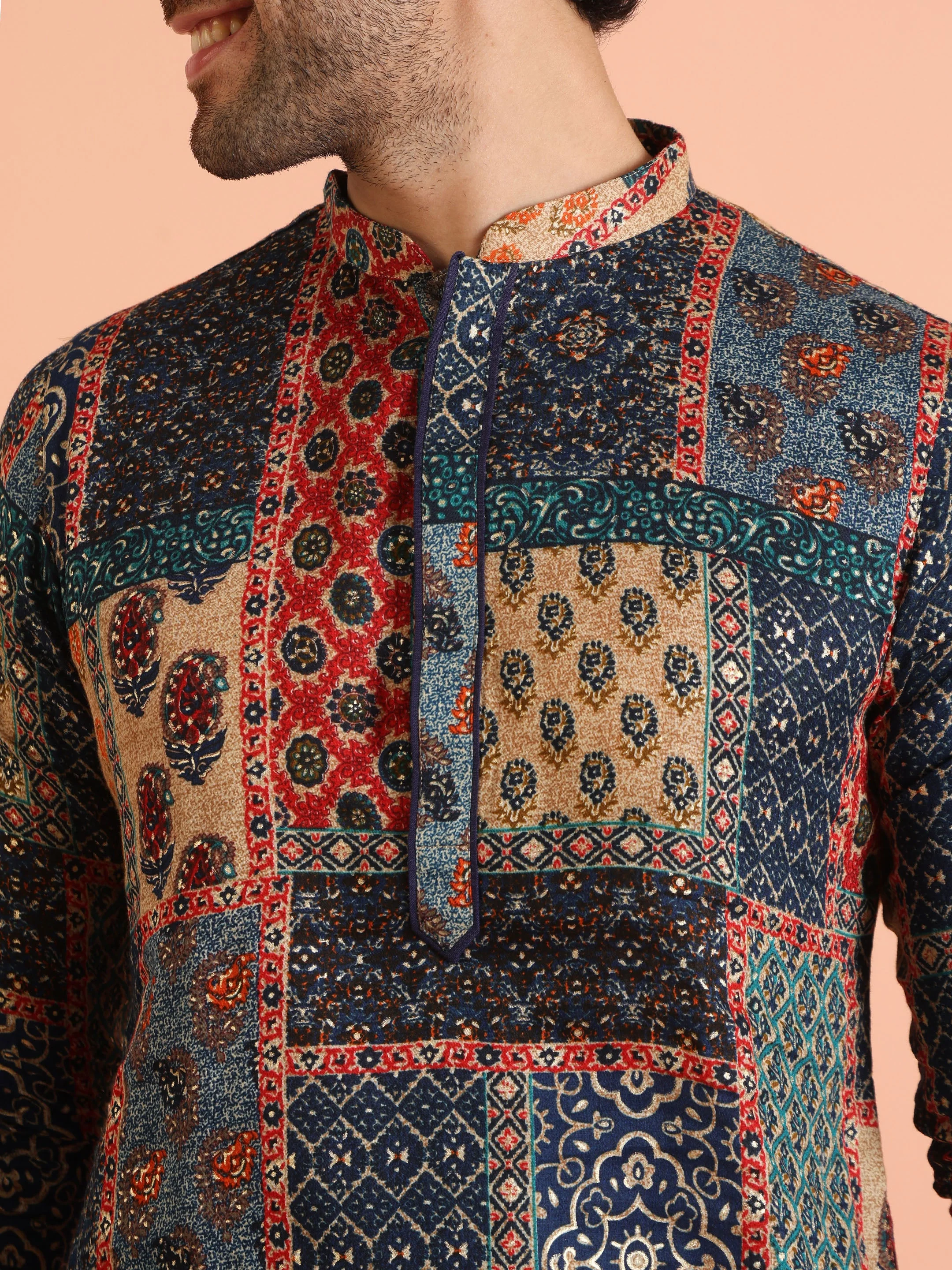 Multi Cotton Printed Kurta Trouser Set - Image 6