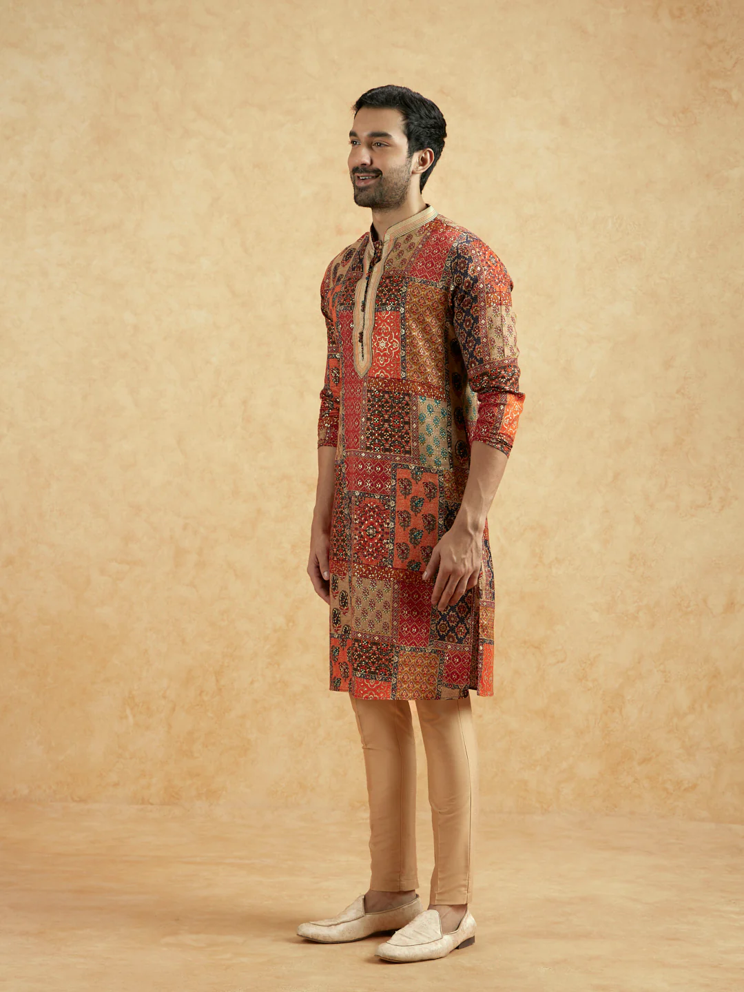Multi Printed Patchwork Kurta Set - Image 3