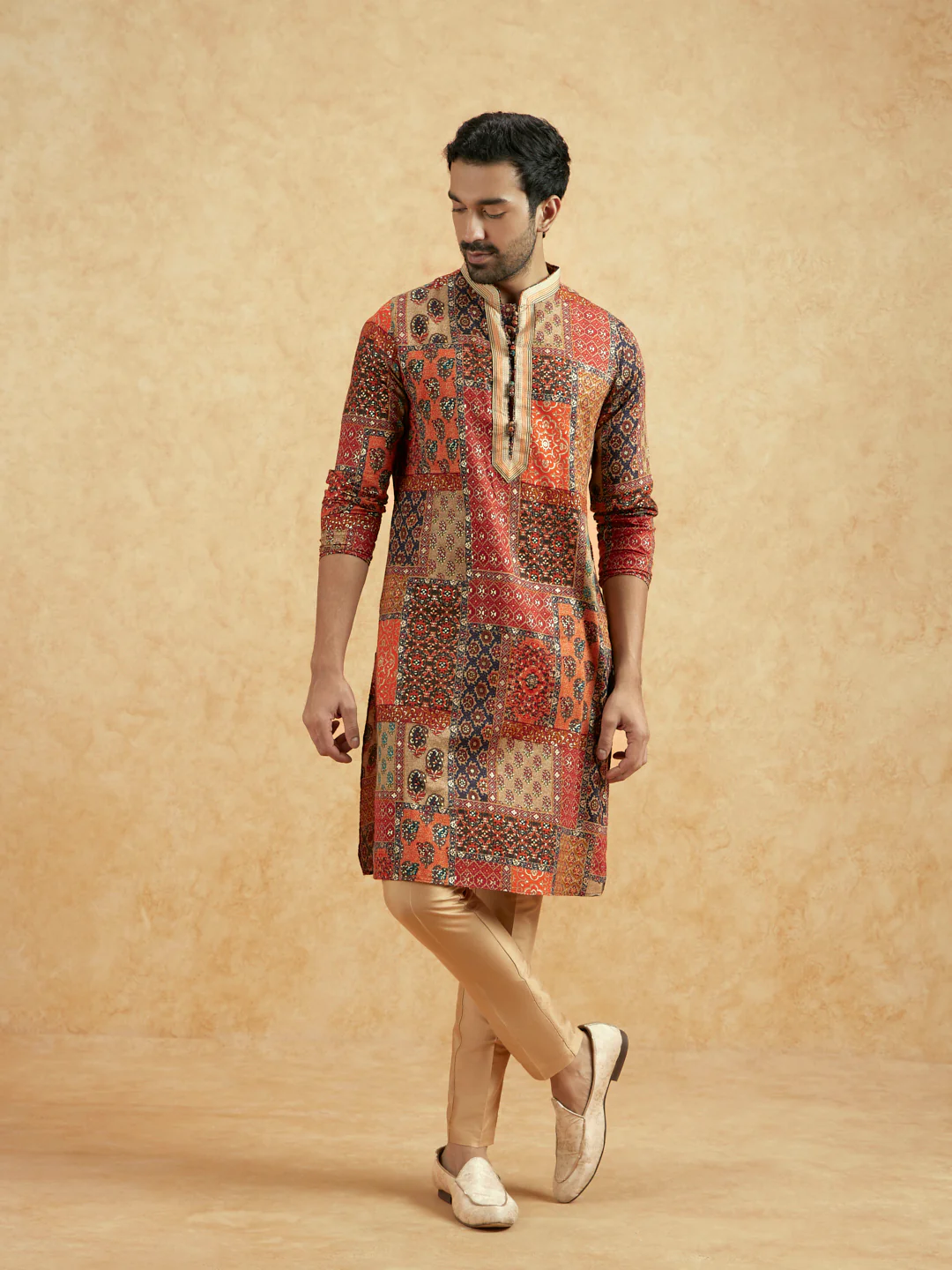 Multi Printed Patchwork Kurta Set - Image 8