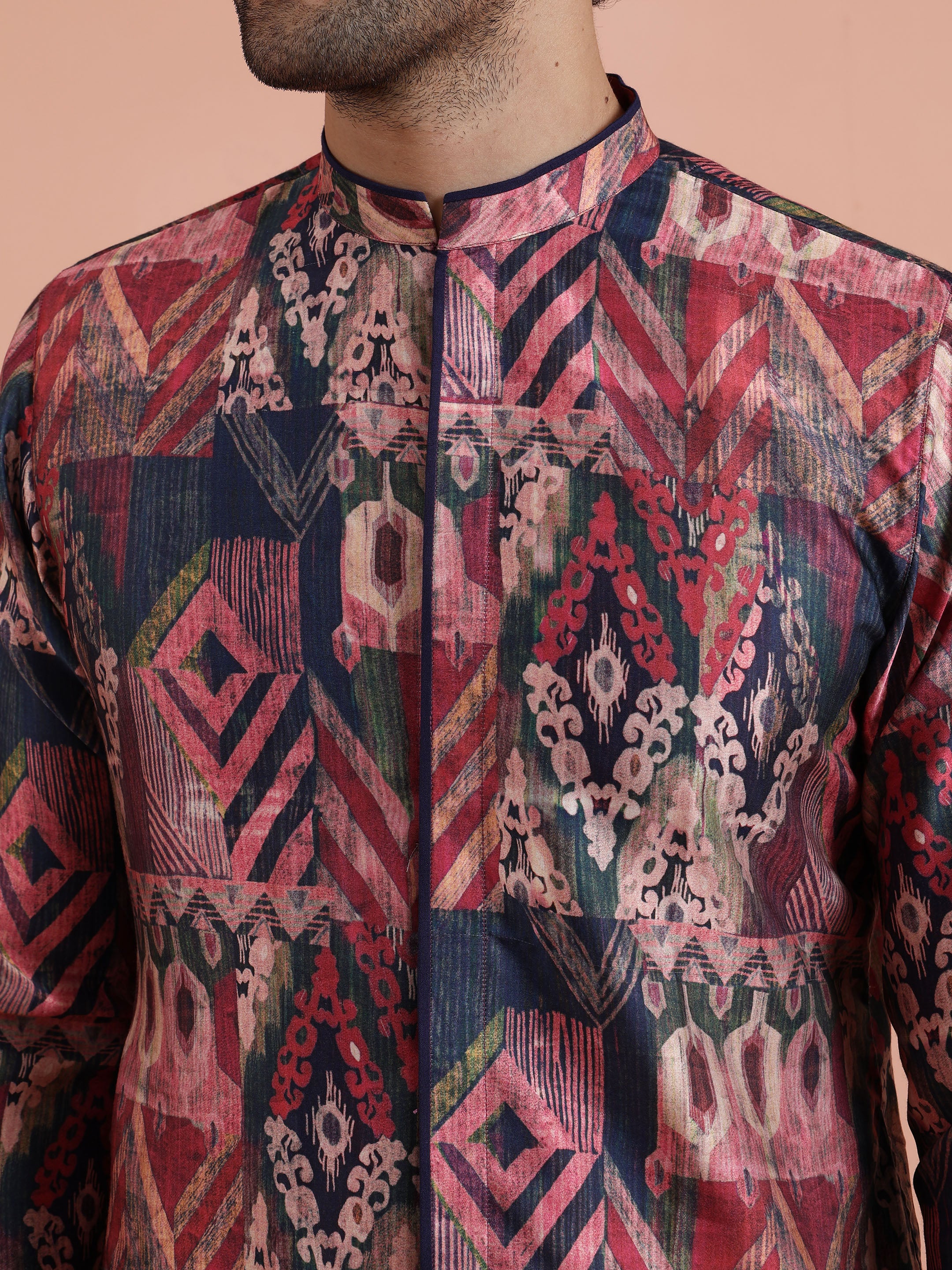 Multicolor Geometric Printed Mid Kurta Set - Image 5