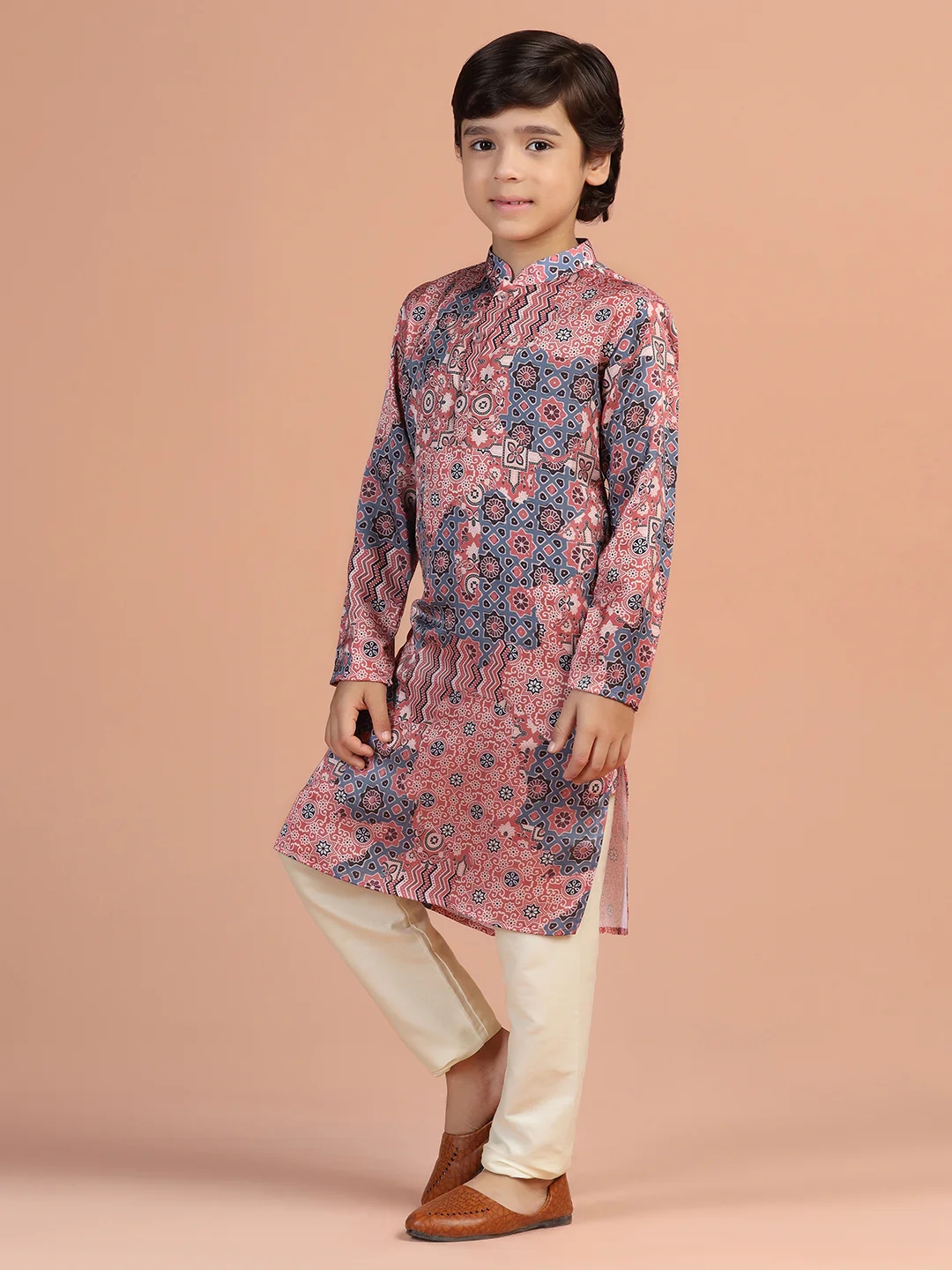 Multicolor Printed Kids Kurta Set - Image 2