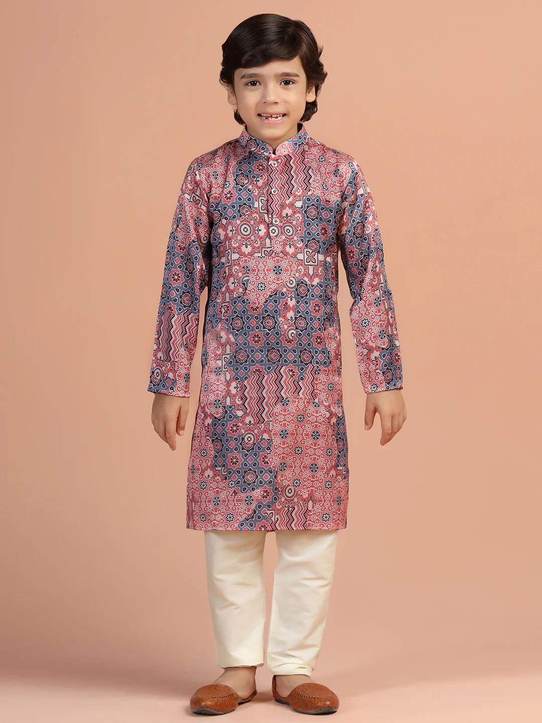 Multicolor Printed Kids Kurta Set - Image 7