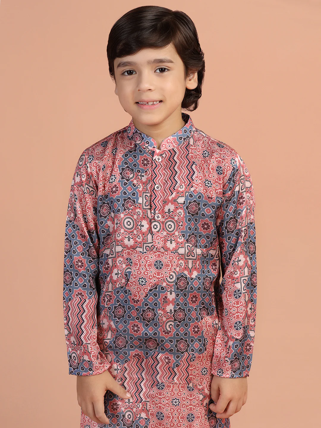 Multicolor Printed Kids Kurta Set - Image 8