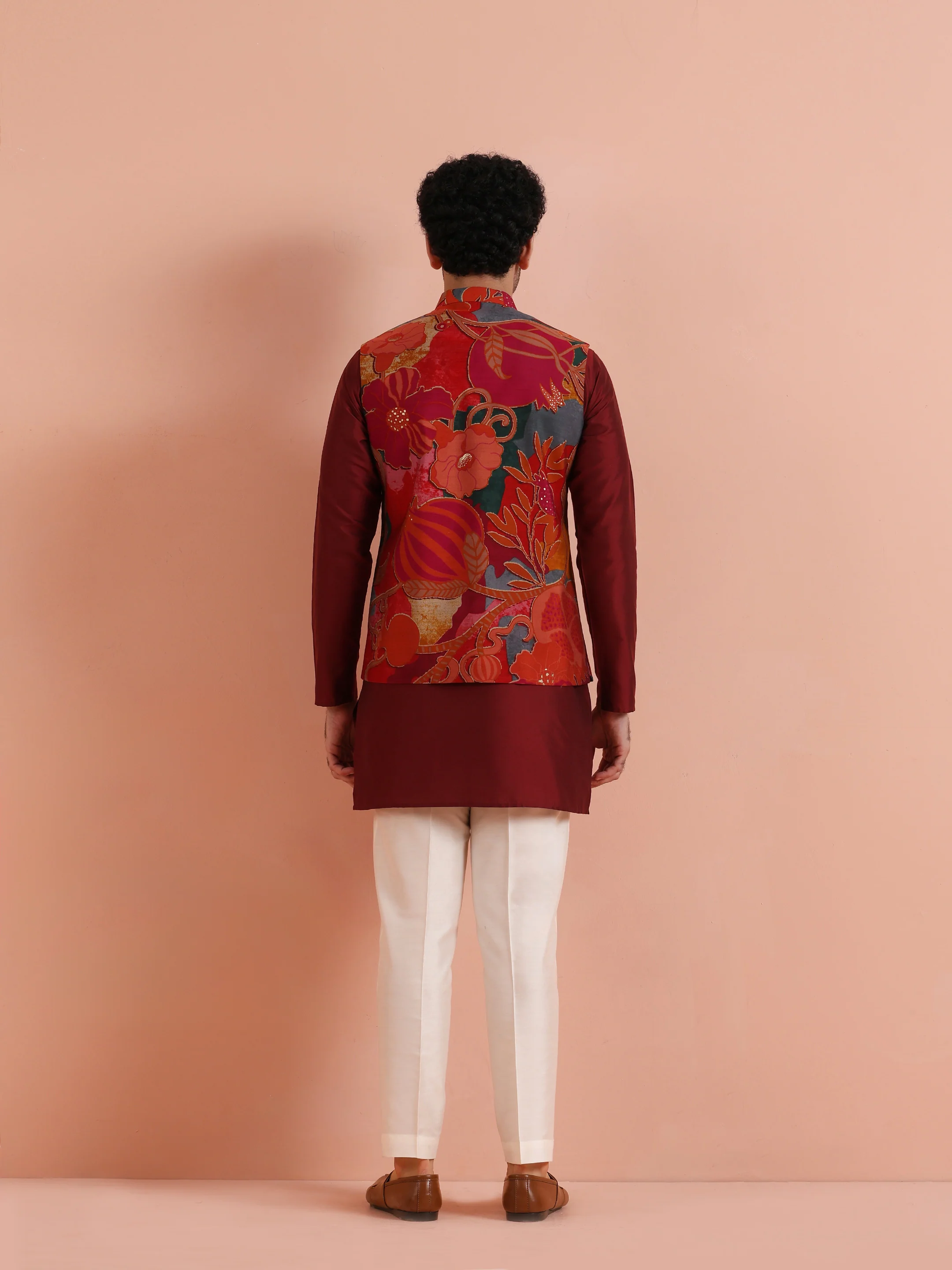 Multicolor Printed Nehru Jacket - Image 4