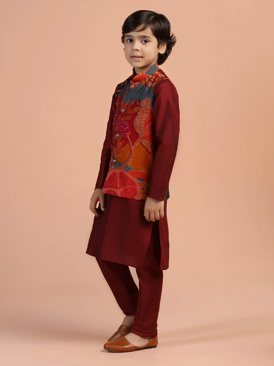 Multicolor Printed Nehru Jacket - Image 2