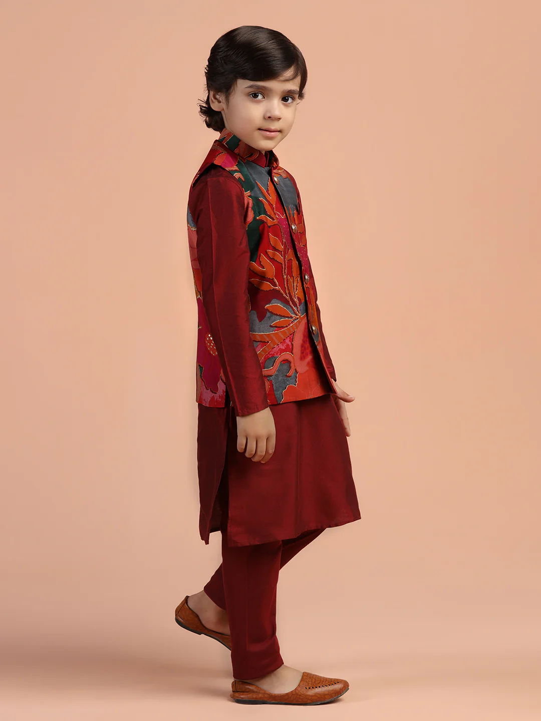 Multicolor Printed Nehru Jacket - Image 3