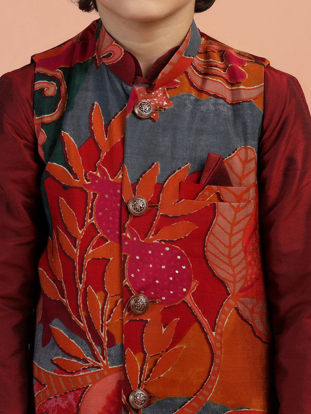 Multicolor Printed Nehru Jacket - Image 5