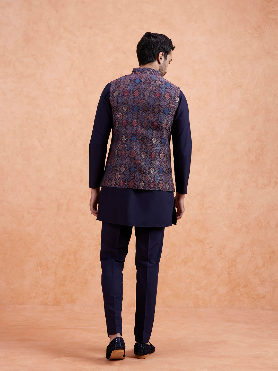 Multicolor Jacquard Kurta Jacket Set - Image 7