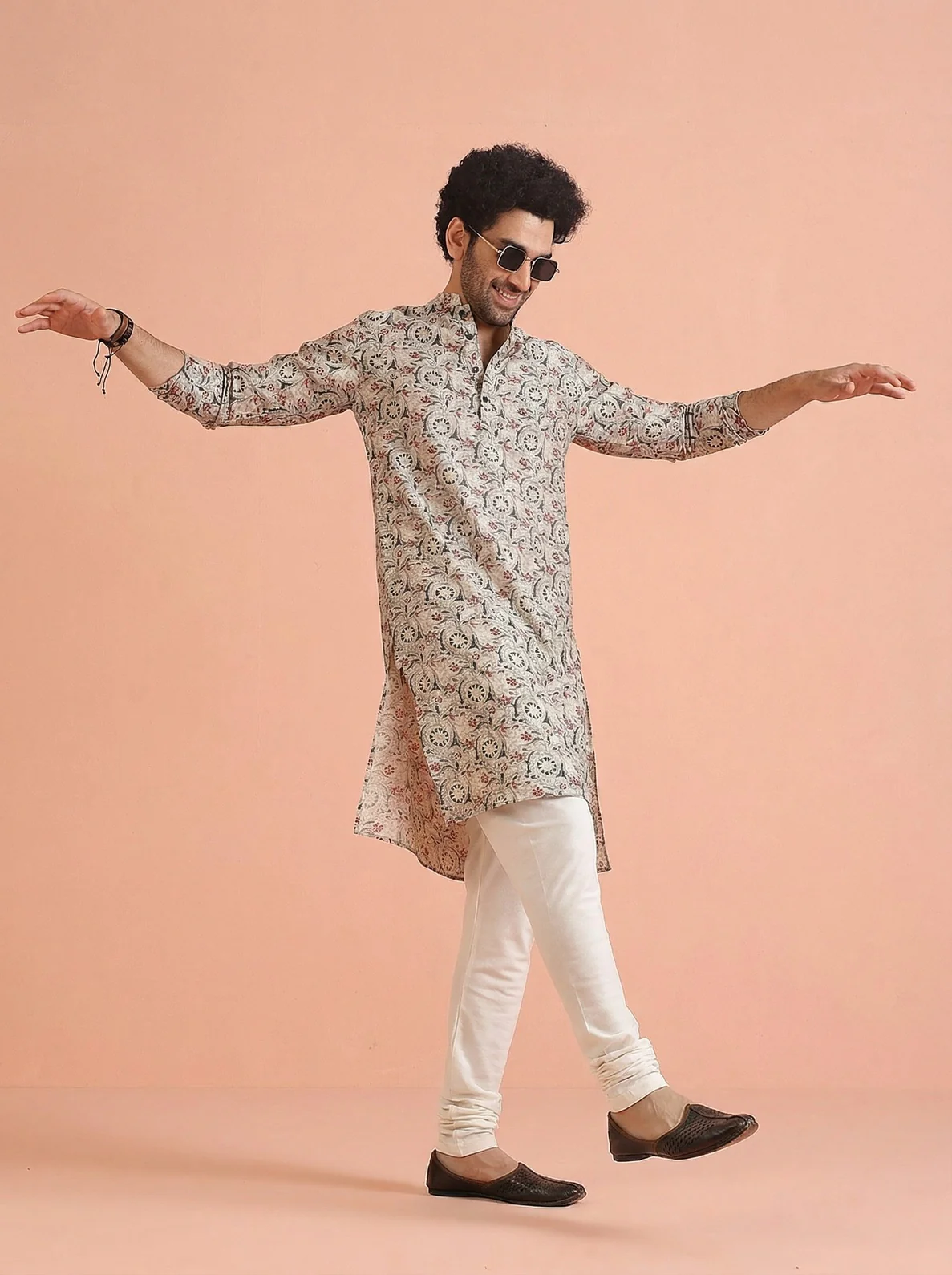 Multicolour Cotton Blend Printed Kurta Churidar Set - Image 7
