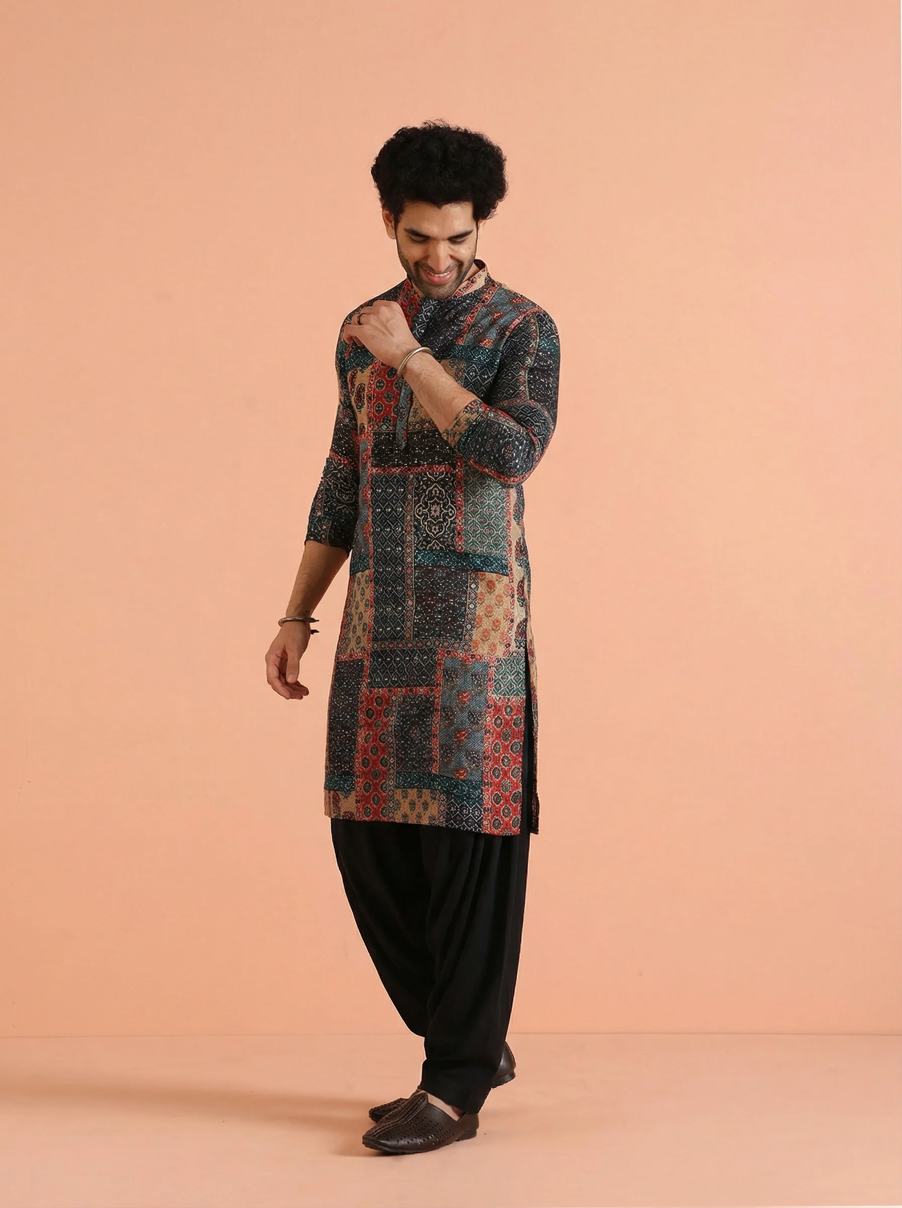 Multicolour Cotton Blend Printed Kurta Patiyala Set - Image 3
