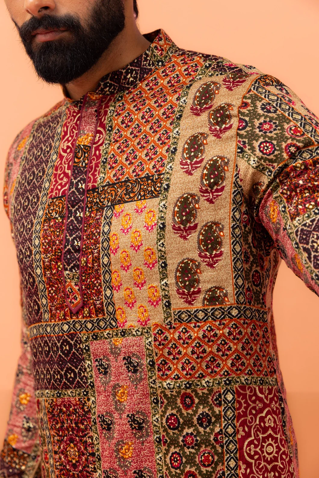 Multicolour Cotton Printed Kurta Churidar Set - Image 4
