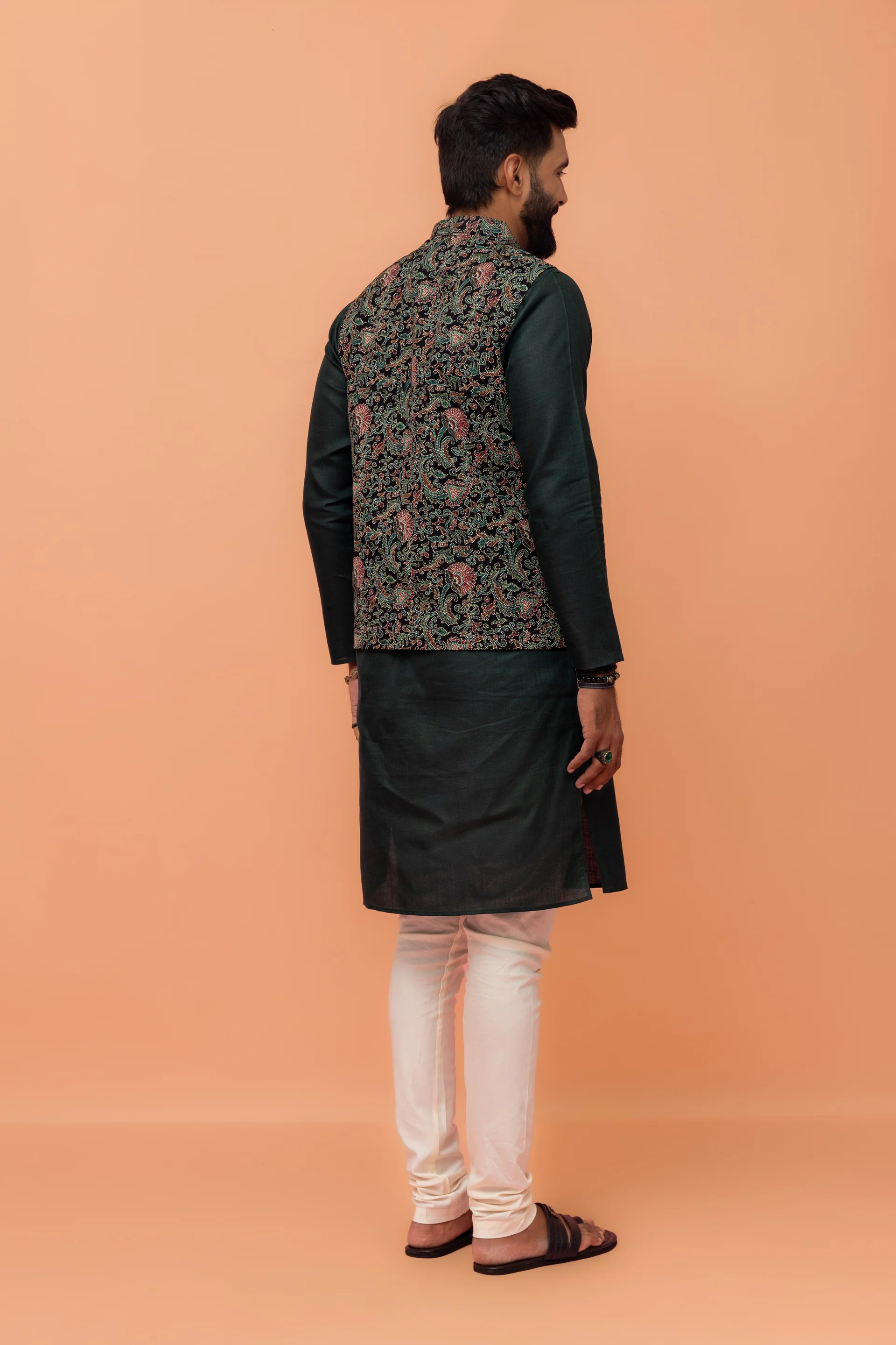 Multicolour Cotton Printed Nehru Jacket - Image 5