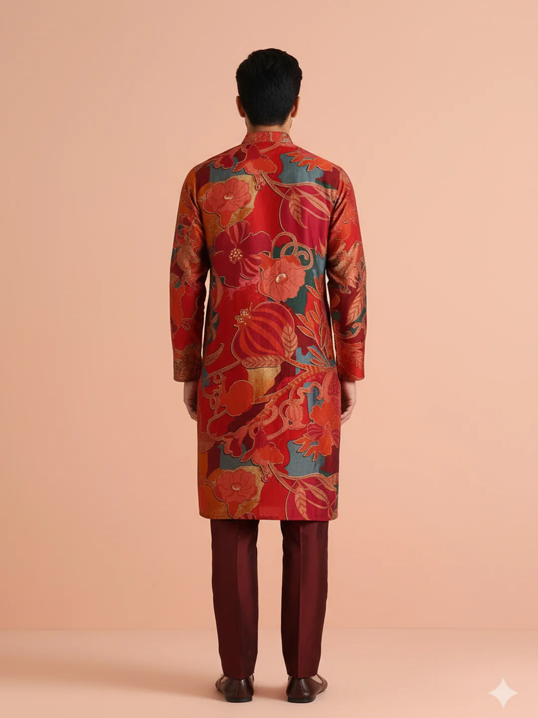 Multicolour Floral Printed Kurta Trouser Set - Image 4
