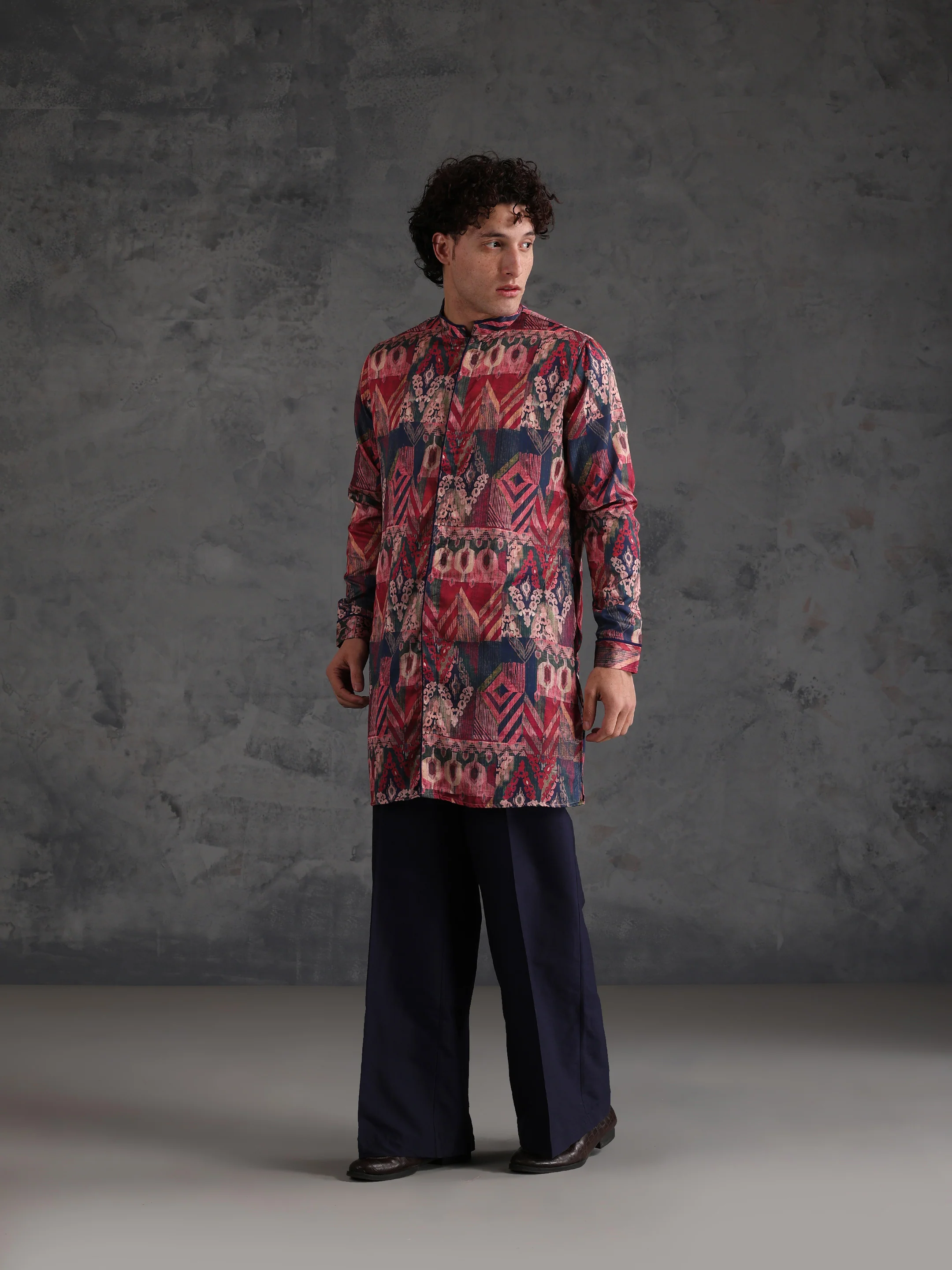 Multicolour Polyviscose Printed Mid Kurta Wide Leg Trouser Set - Image 3
