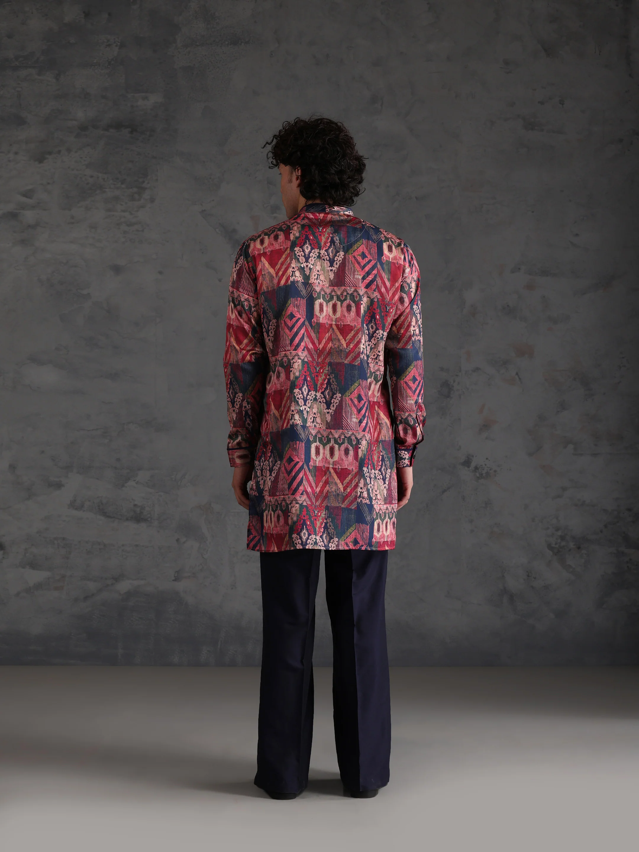Multicolour Polyviscose Printed Mid Kurta Wide Leg Trouser Set - Image 4