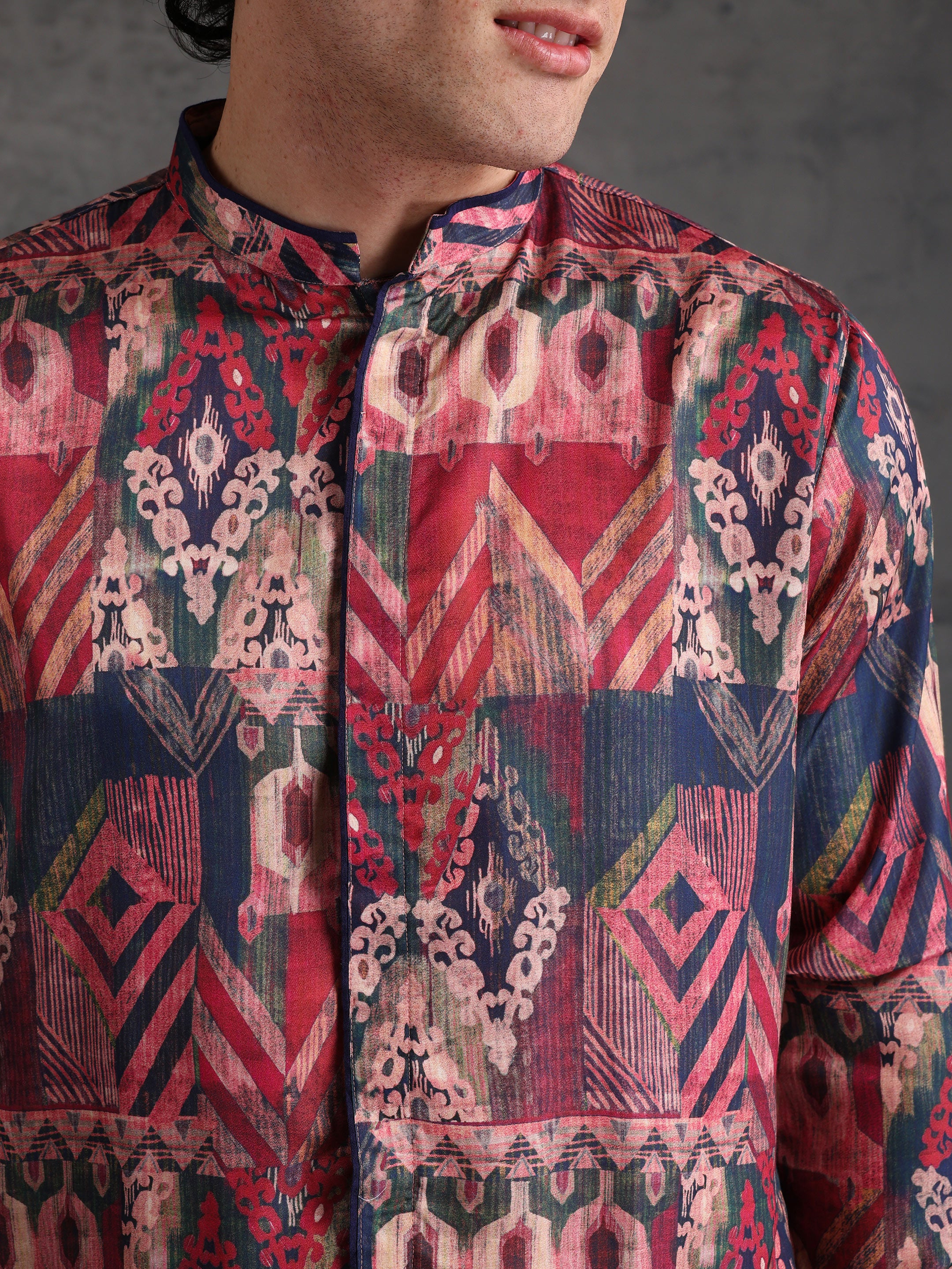 Multicolour Polyviscose Printed Mid Kurta Wide Leg Trouser Set - Image 5