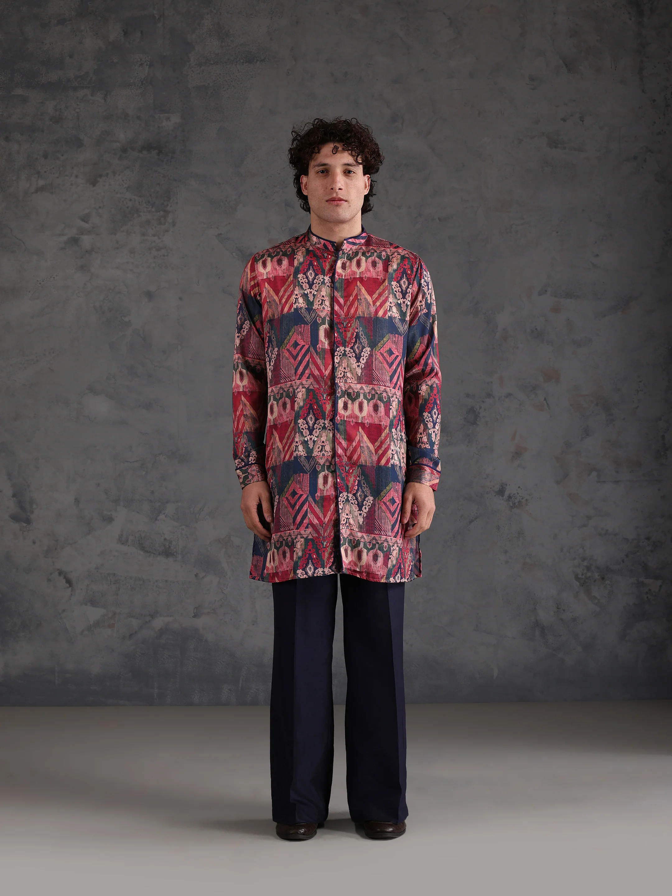 Multicolour Polyviscose Printed Mid Kurta Wide Leg Trouser Set - Image 7