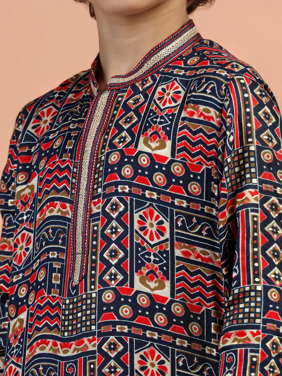 Multicolour Printed Kids Kurta - Image 5