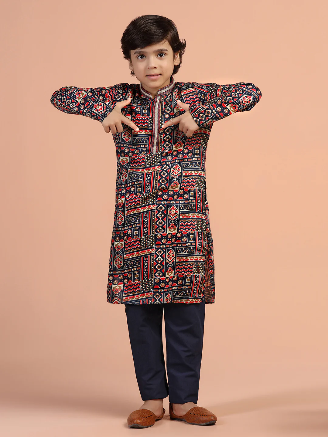 Multicolour Printed Kids Kurta - Image 6