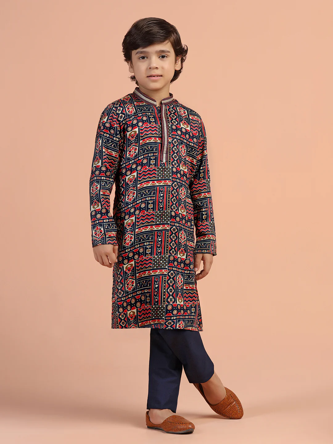 Multicolour Printed Kids Kurta - Image 7