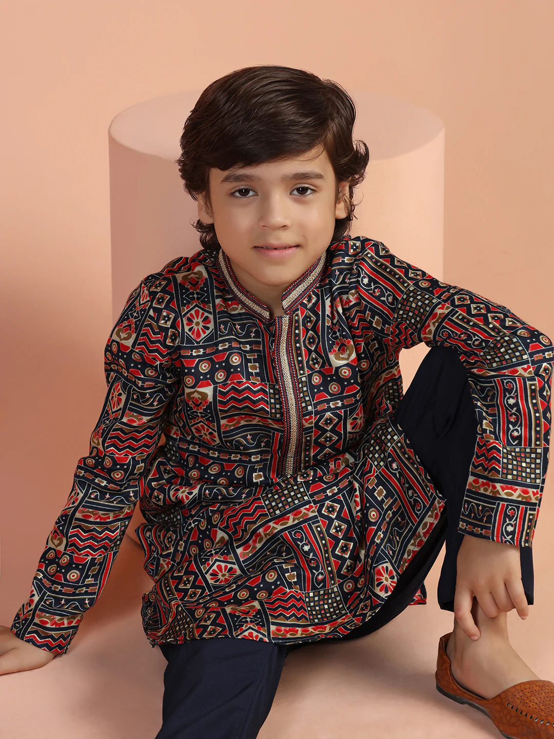 Multicolour Printed Kids Kurta - Image 8