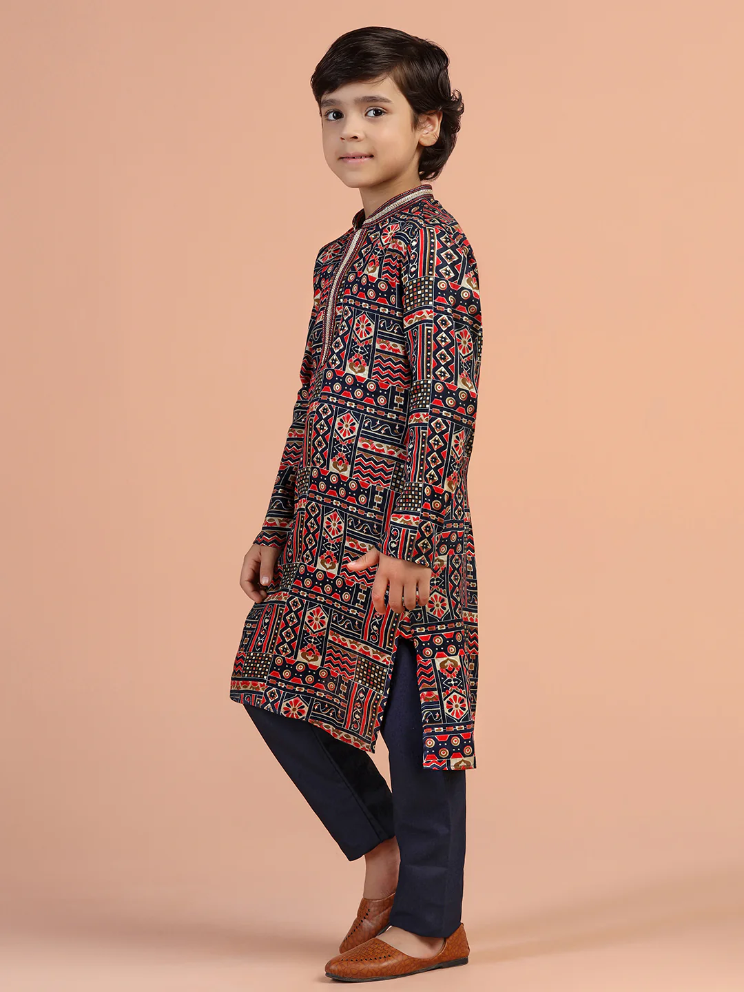 Multicolour Printed Kids Kurta Set - Image 2