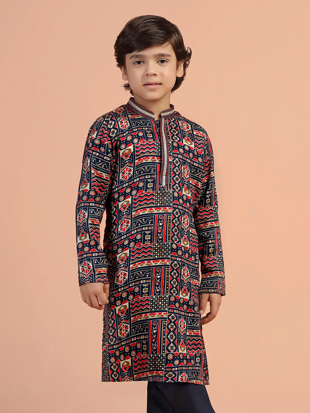 Multicolour Printed Kids Kurta Set - Image 9