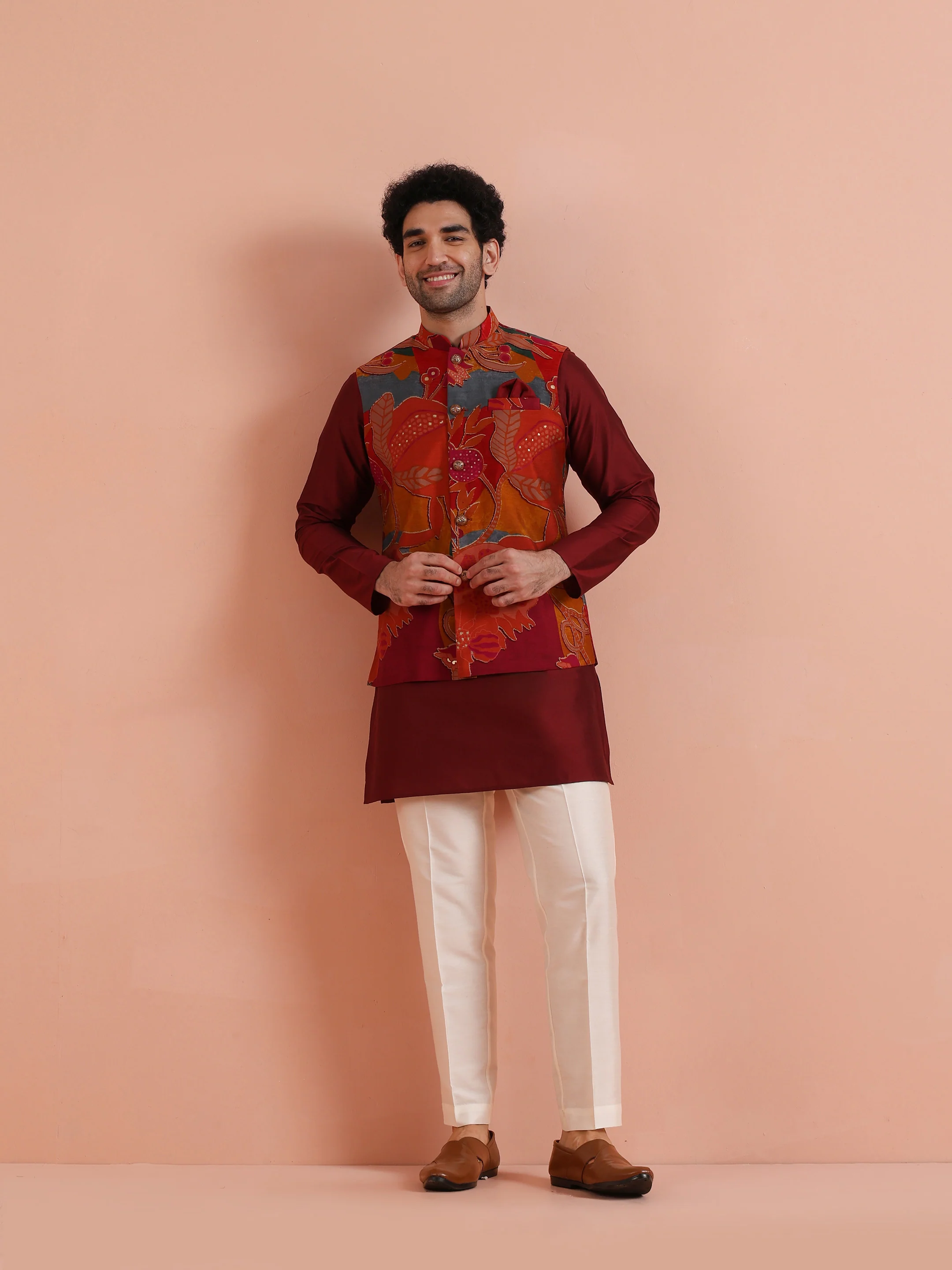 Multicolour Printed Mid Kurta Jacket Set - Image 2