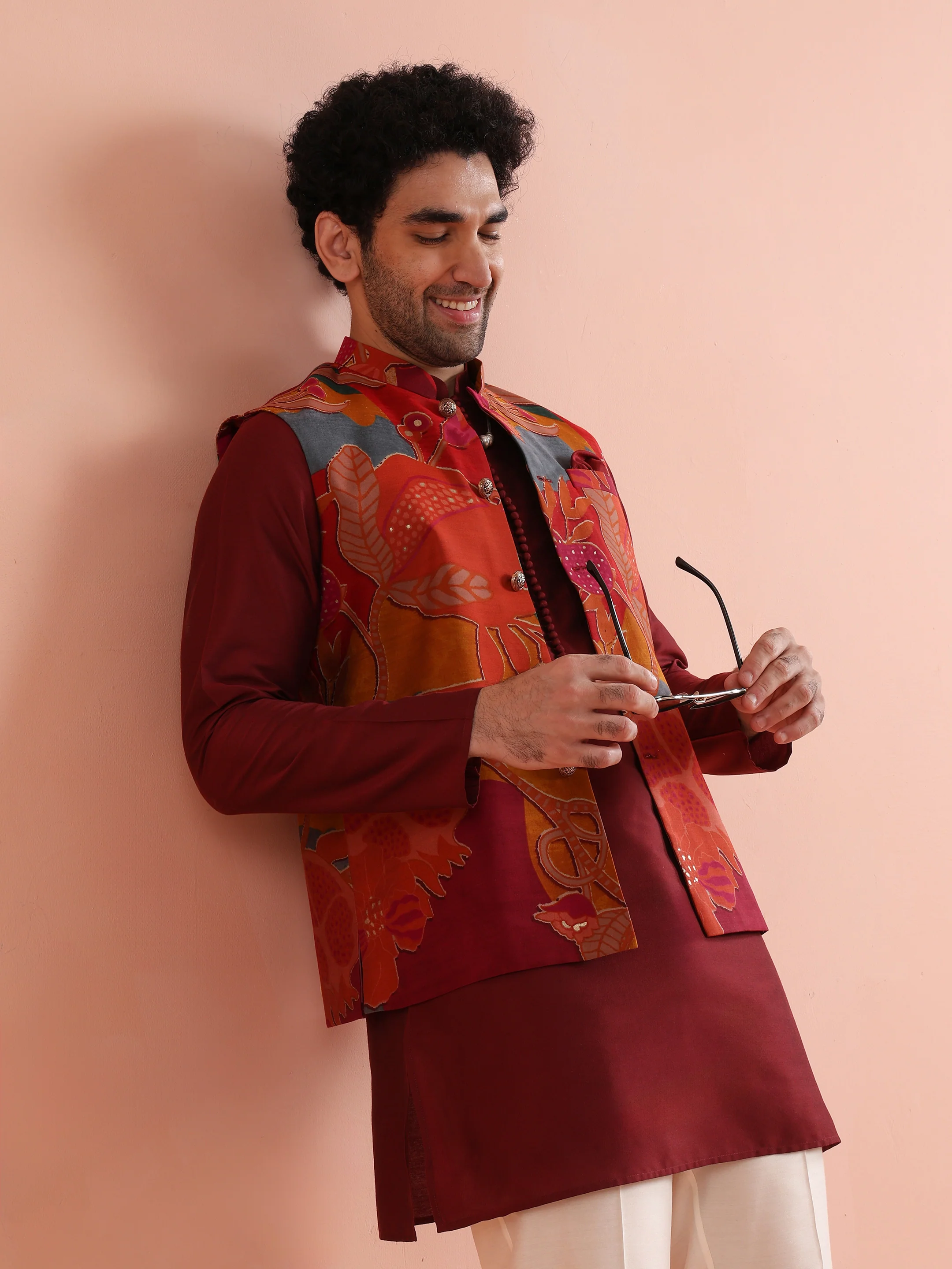 Multicolour Printed Mid Kurta Jacket Set - Image 4