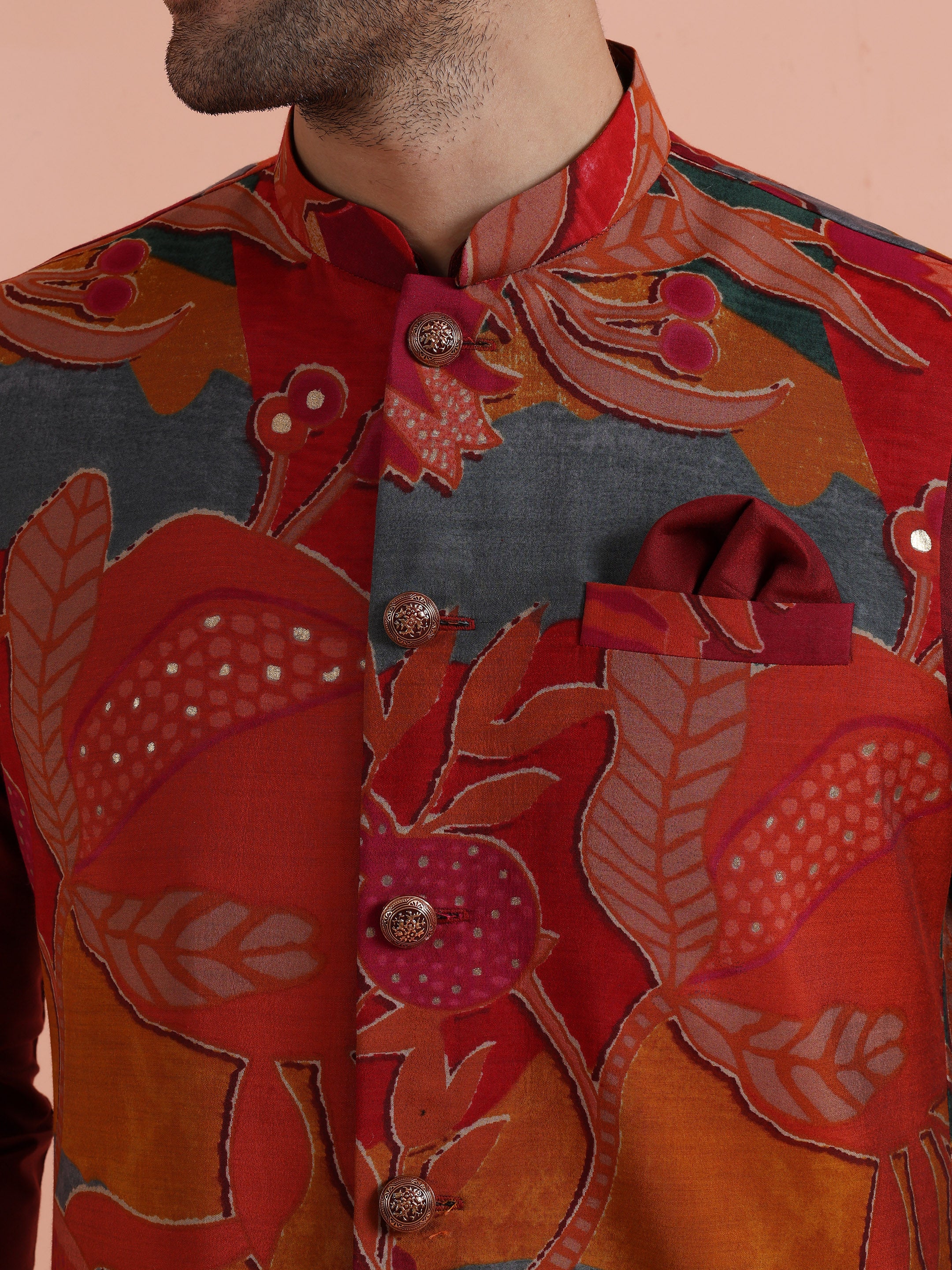 Multicolour Printed Mid Kurta Jacket Set - Image 5