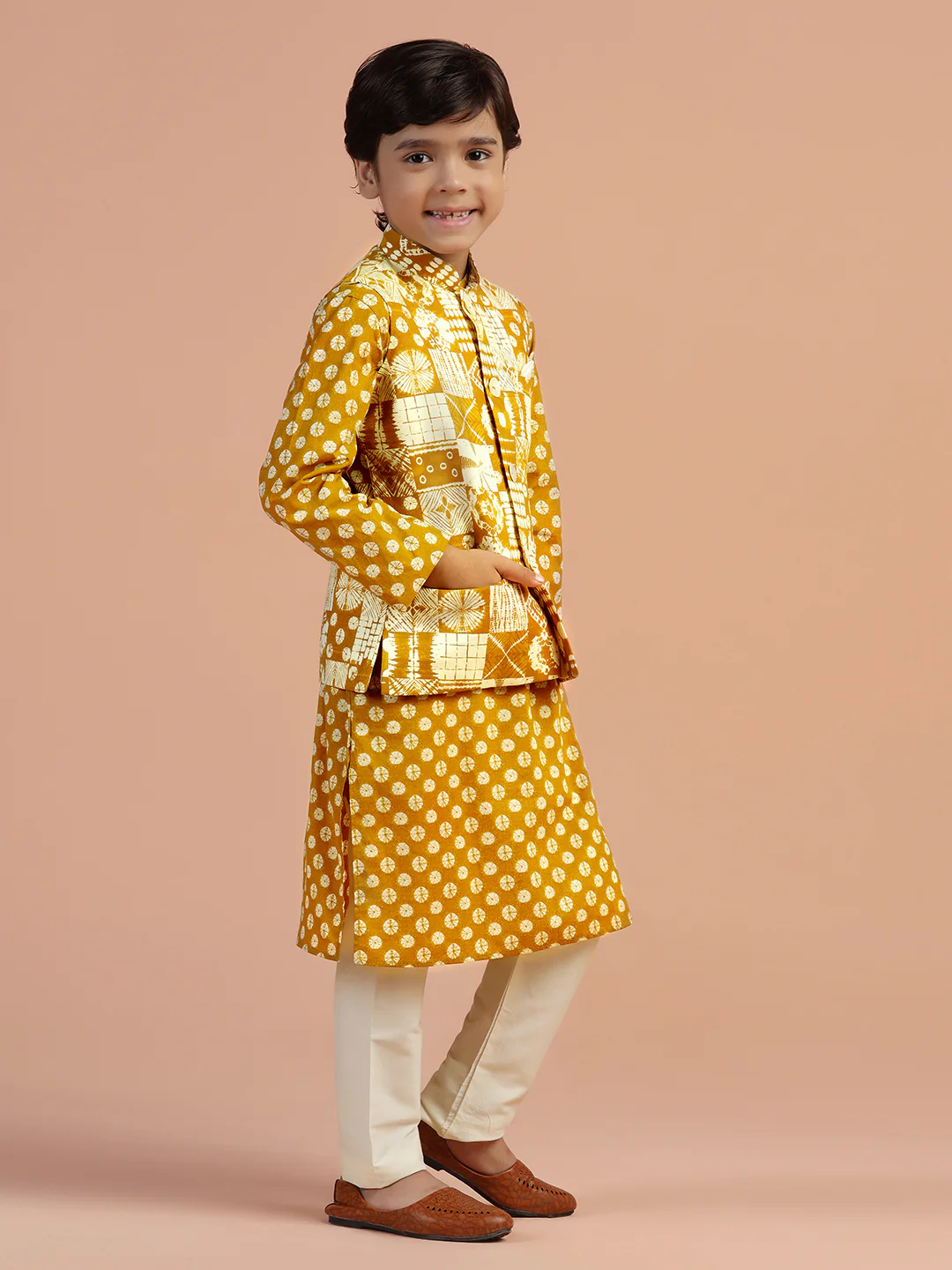 Mustard Geometric Printed Jacket - Image 2