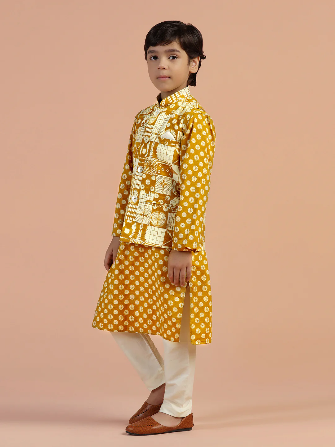 Mustard Geometric Printed Jacket - Image 3