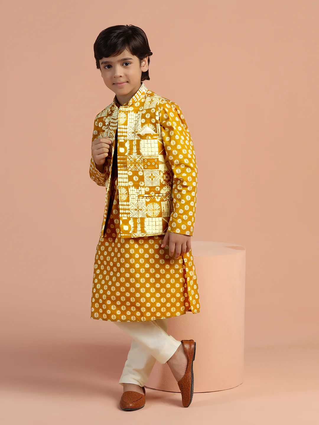 Mustard Geometric Printed Jacket - Image 6