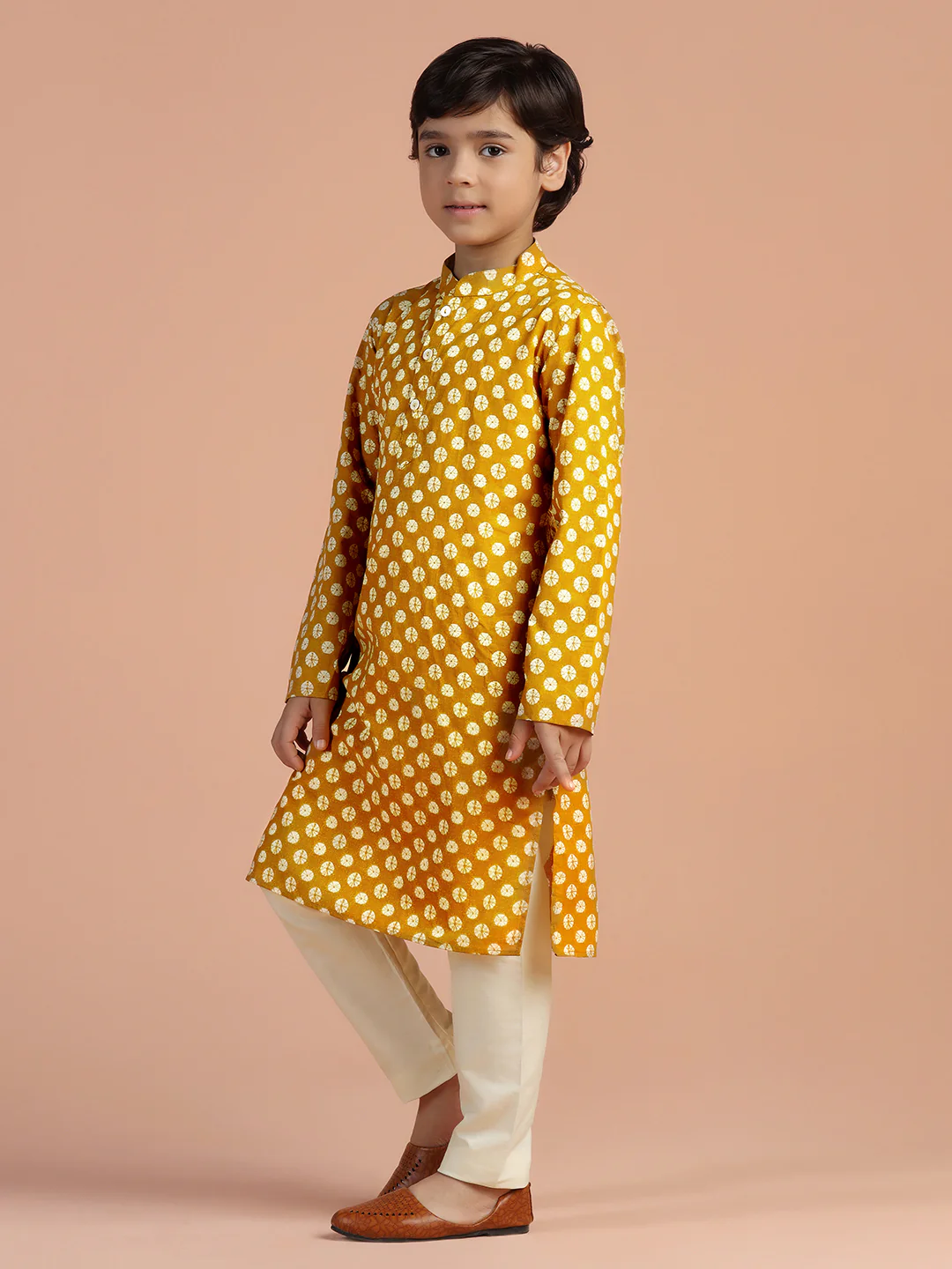 Mustard Gold Kids Kurta Set - Image 2