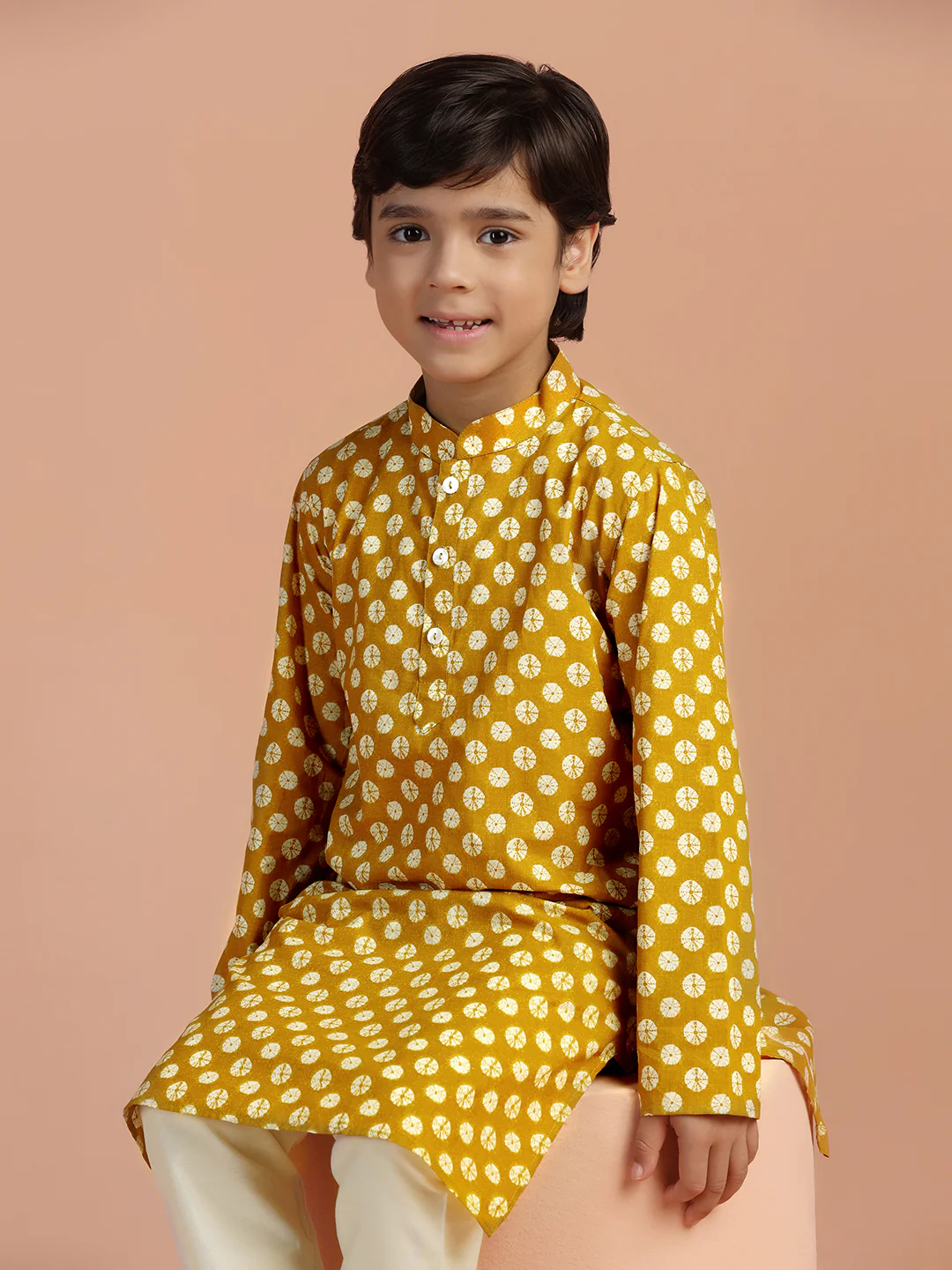Mustard Gold Kids Kurta Set - Image 8