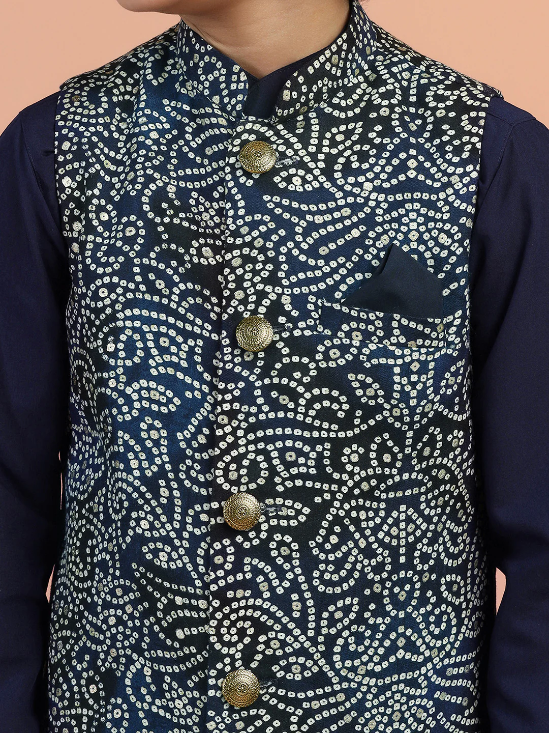 Navy Blue Bandhani Printed Jacket - Image 5