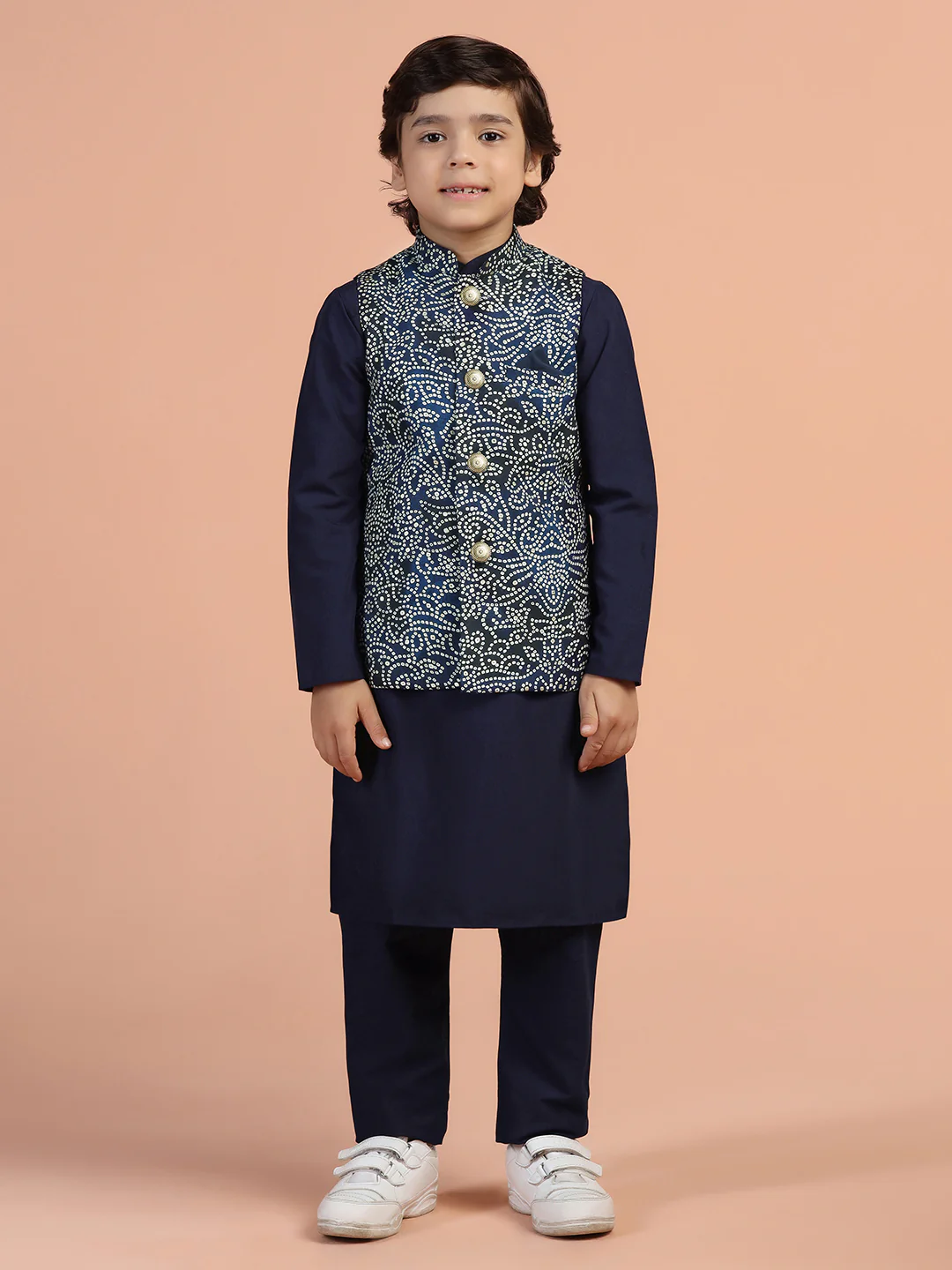 Navy Blue Bandhani Printed Jacket - Image 6