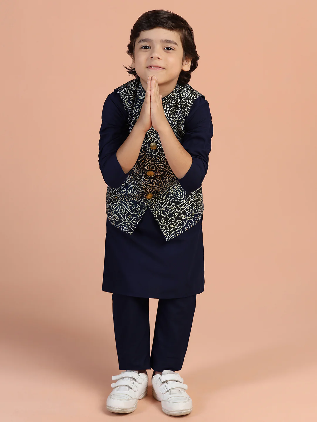 Navy Blue Bandhani Printed Jacket - Image 7