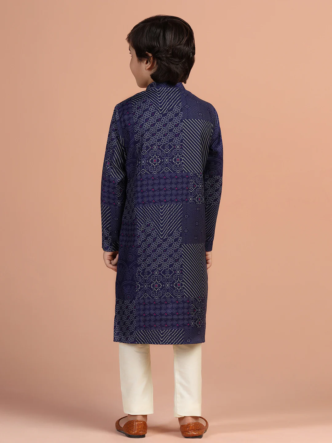 Navy Blue Printed Kurta - Image 4