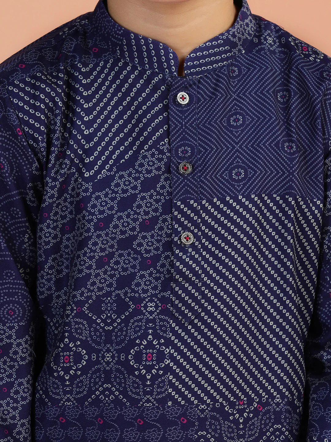 Navy Blue Printed Kurta - Image 5