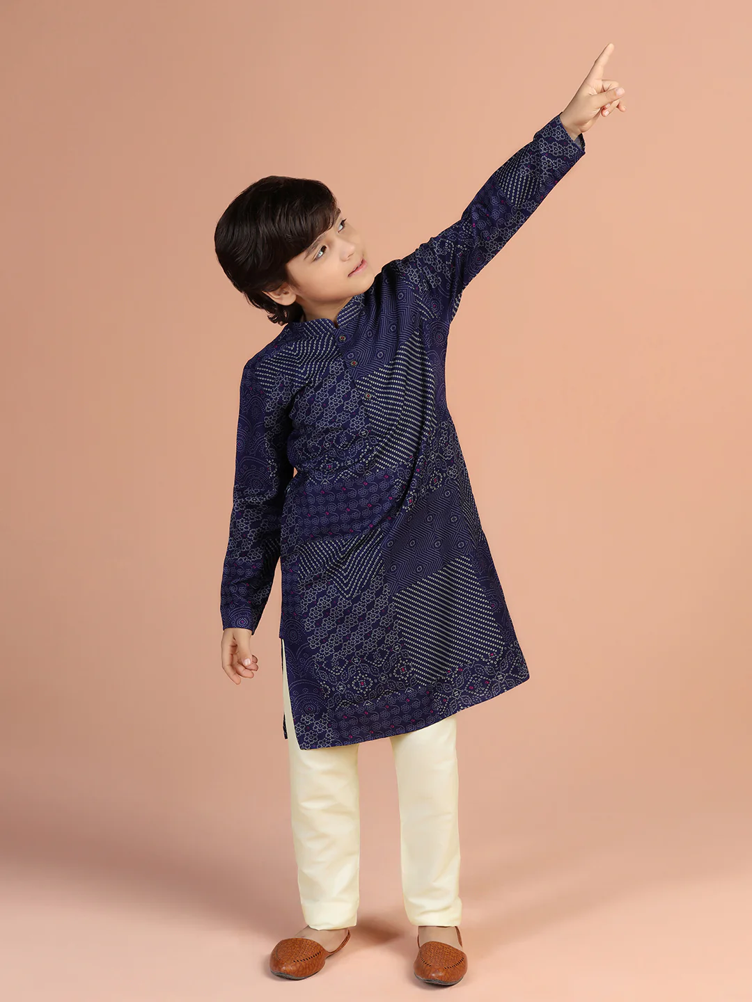 Navy Blue Printed Kurta - Image 6