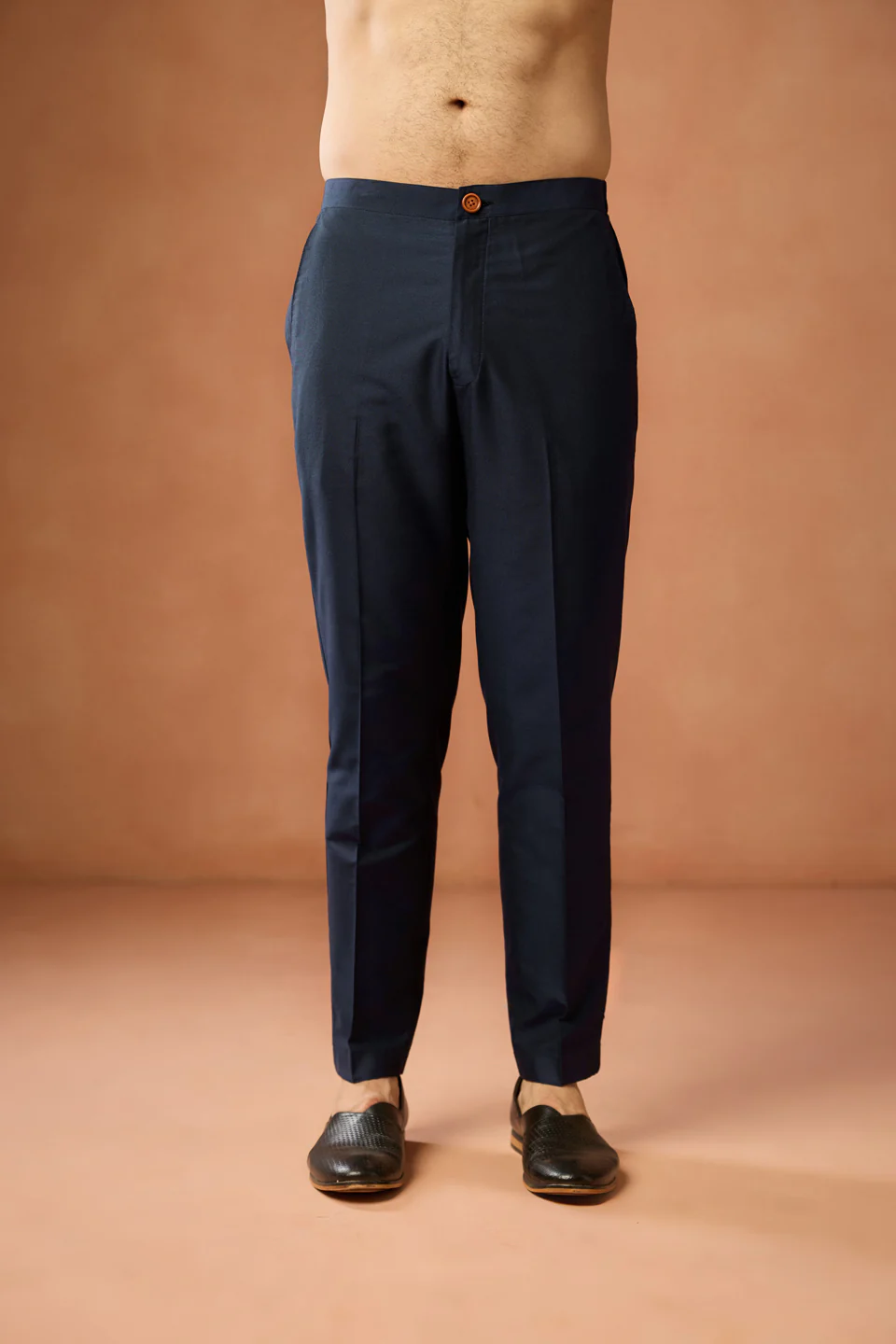 Navy Blue Silk Blend Jacquard Sherwani Set - Image 6