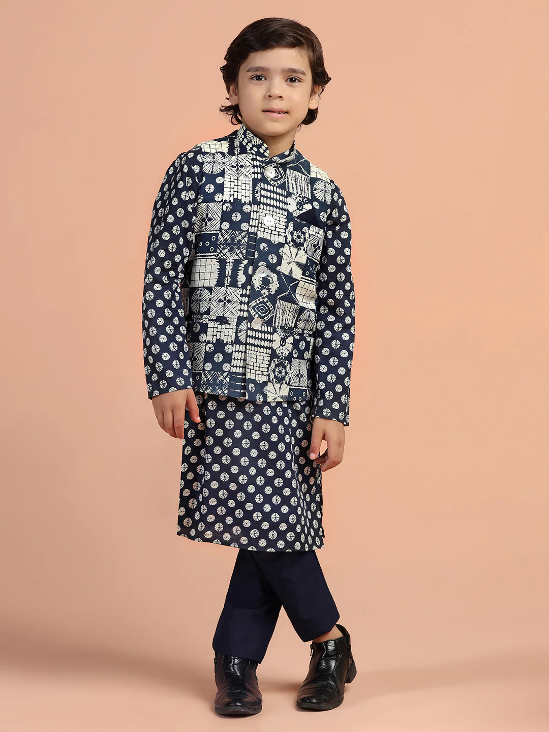 Navy Geometric Printed Jacket - Image 6