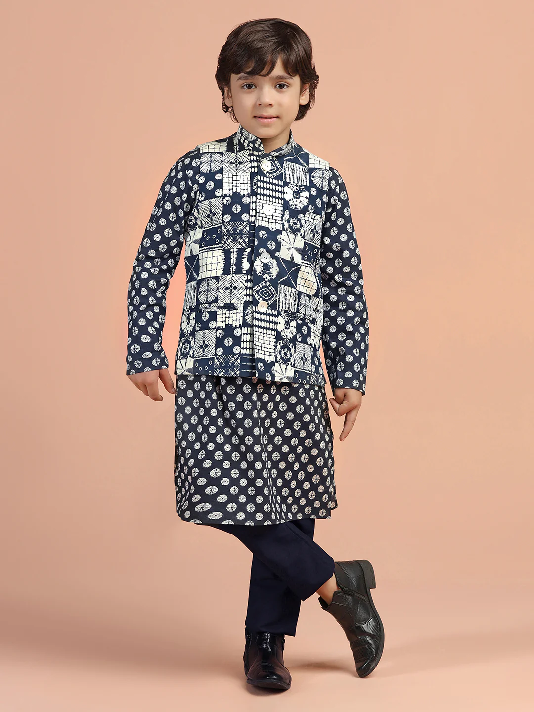 Navy Geometric Printed Jacket - Image 7
