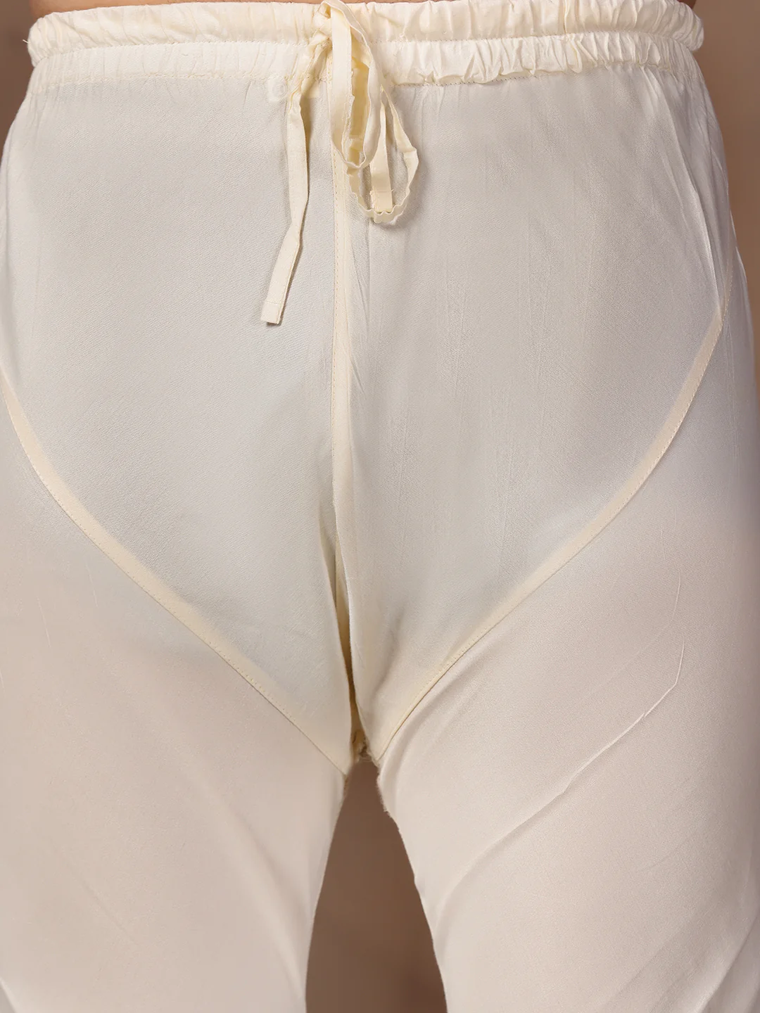 Off White Cotton Embellished Kurta Jacket Churidar Set - Image 7