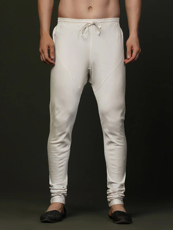 Off White Solid Elasticated Churidar