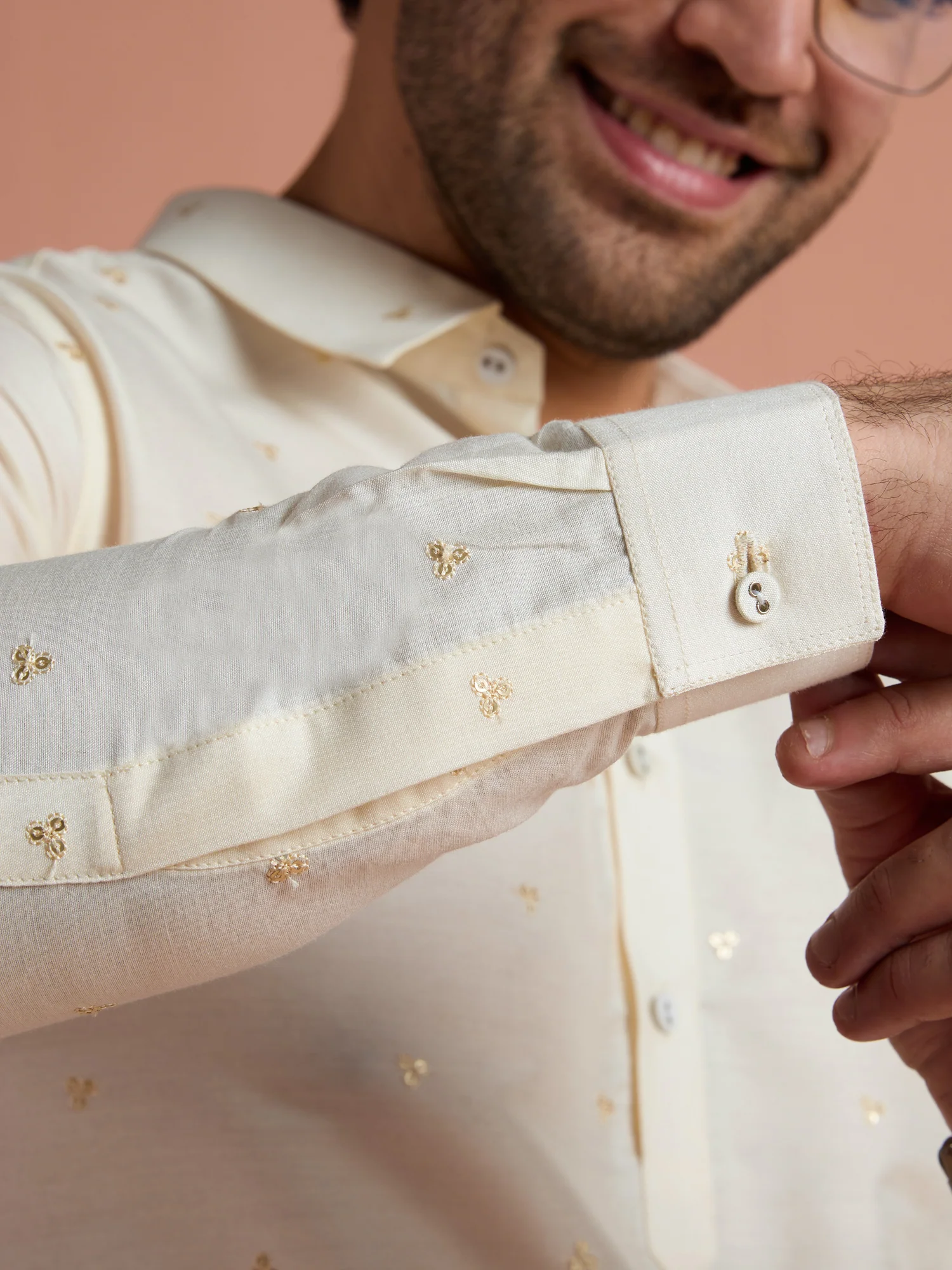 Off-White Viscose Embroidered Pathani Kurta - Image 6